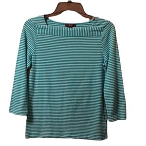 Turquoise and White Chaps Striped Top sz Small